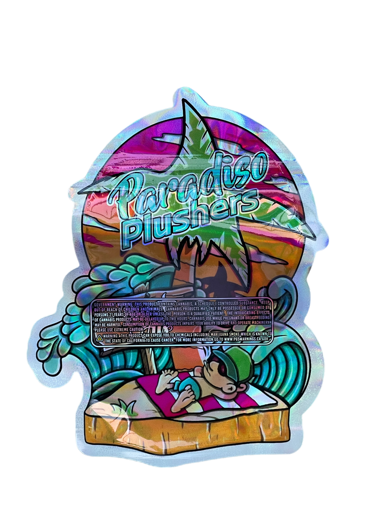 Paradise Plushers cut out Mylar Bags 3.5g Die Cut Paradiso Big Als