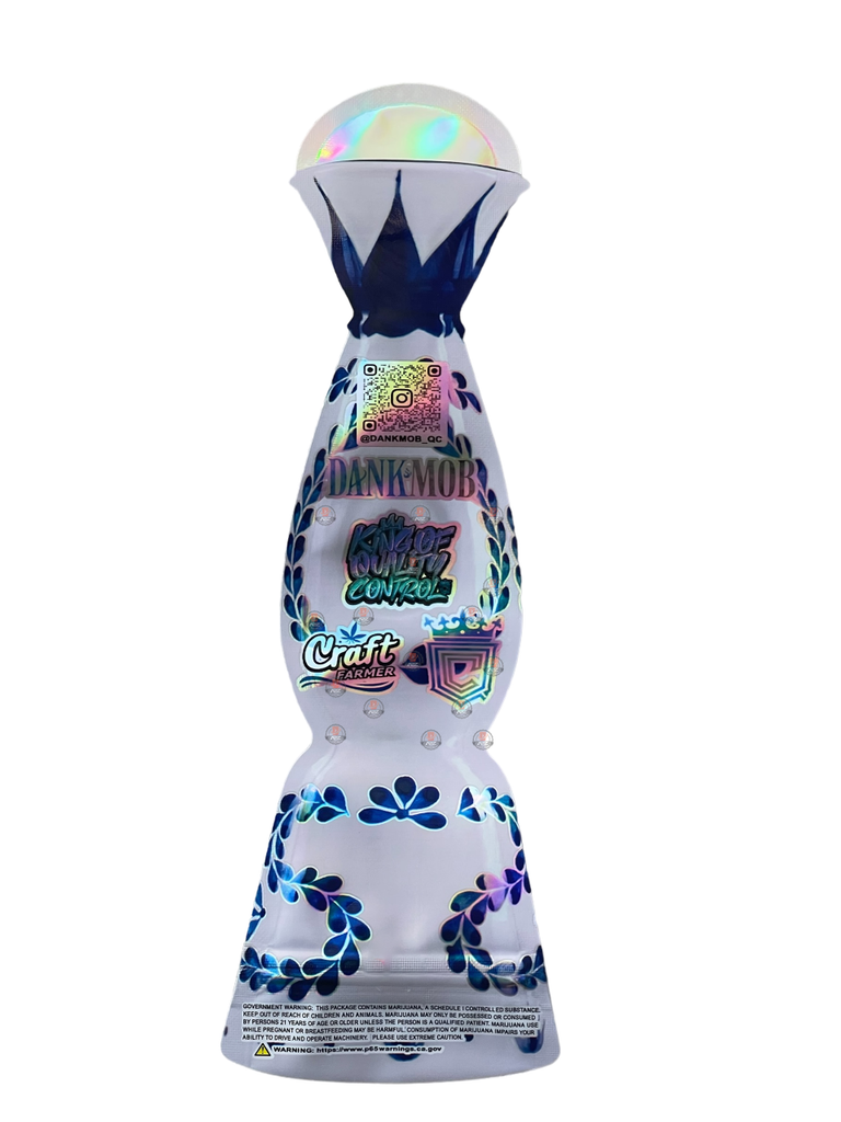 Dank Mob Taquila Bottle 3.5g Mylar Bag Cut Out-Holographic Craft Farmer