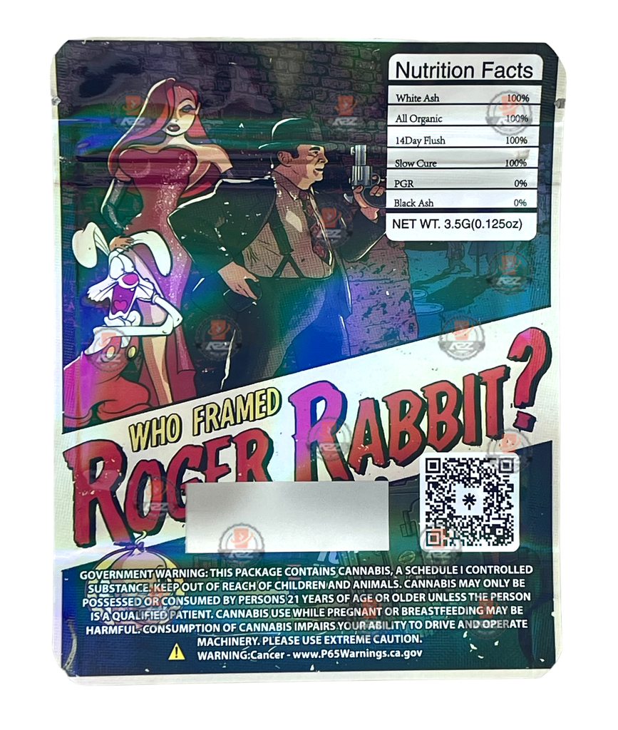 Roger Rabbit Mylar Bags 3.5g Holographic Rolling Stone Exotics