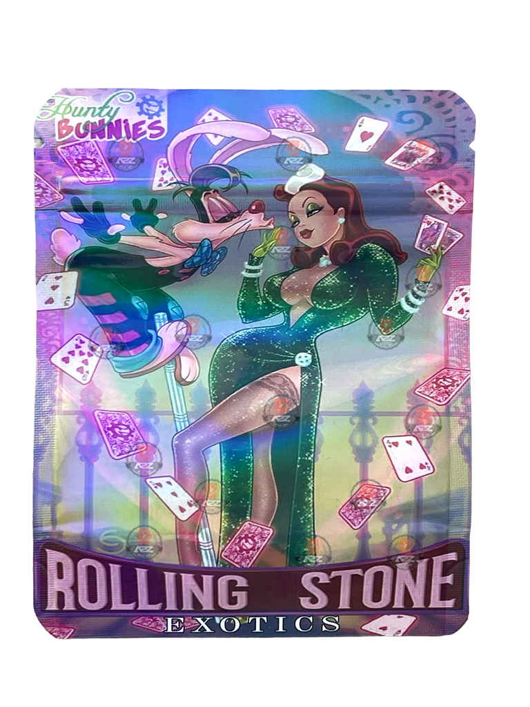 Bunnies Mylar Bags 3.5g Holographic Rolling Stone Exotics