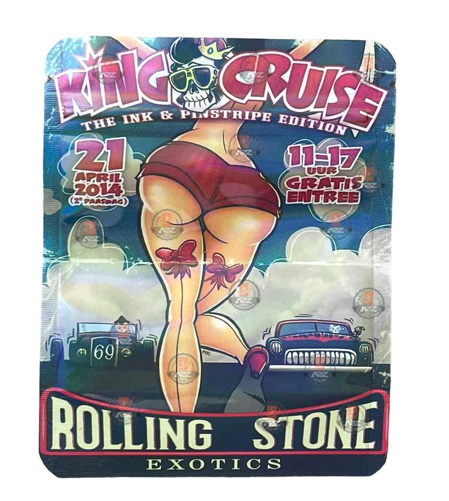 King Cruise Mylar Bags 3.5g Holographic Rolling Stone Exotics