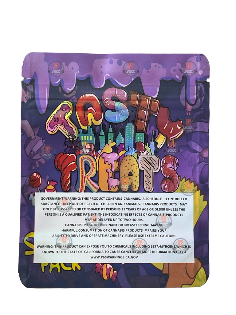 Tasty Treats Mylar Bags 3.5g Holographic Exotics Snax Pack