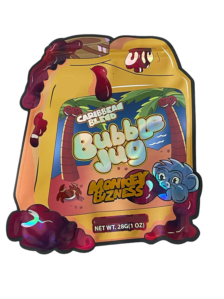 Bubble Jug Mylar Bag 1 OZ 28G (50 Count) Caribbean Blend Monkey Business