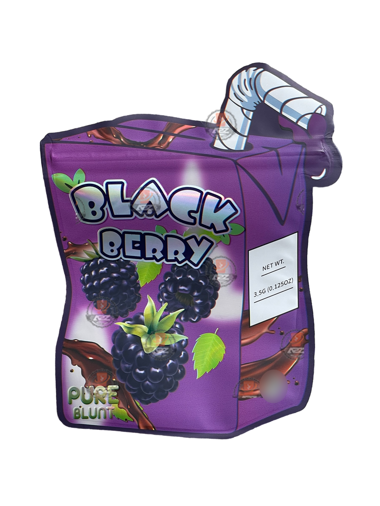 Blackberry 3.5 grams Juice Box Mylar Bag Pure Blunt Holographic