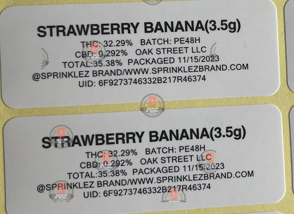 Sprinklez Gumdropz Strawberry Banana Mylar Bags 3.5g