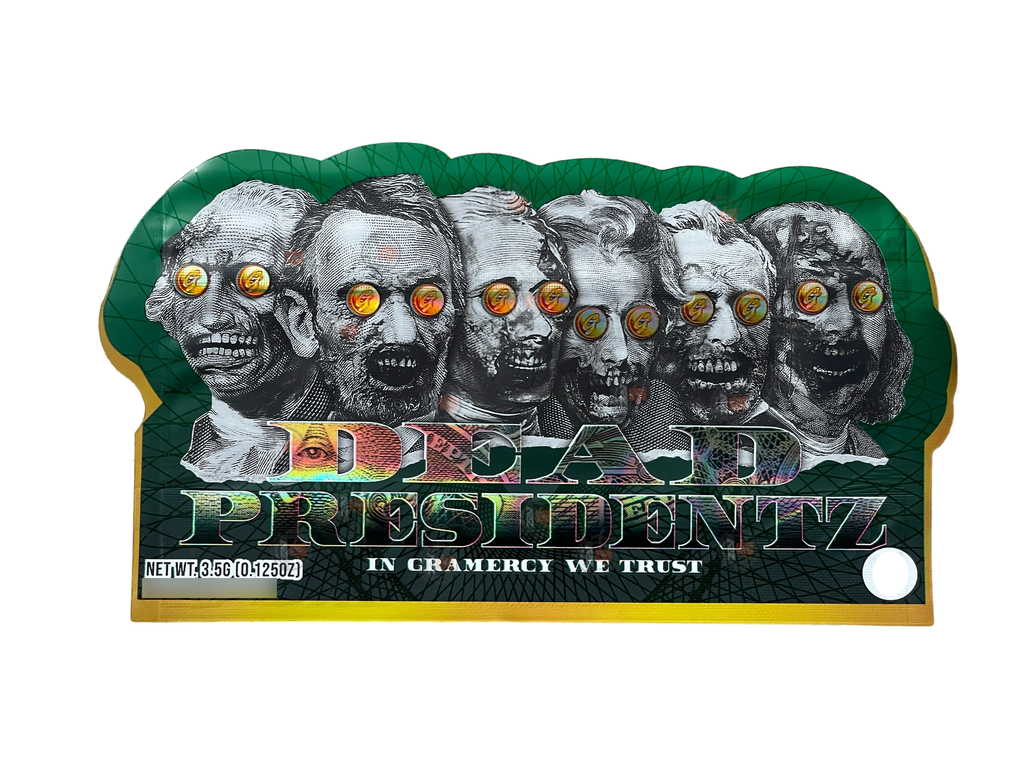 Dead Presidents 3.5g Mylar Bag Cut Out-Holographic Presidentz