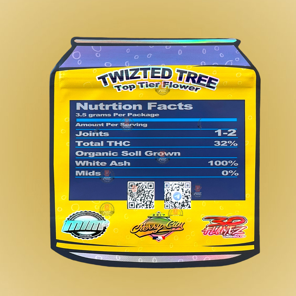 Twizted Tree 3.5G Mylar Bags-Top Tier Flower Calidad-3D Flamez

