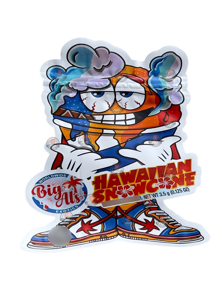 Hawaiian Snow cone Mylar bag 3.5g cut out Big Als Packaging Only Matte