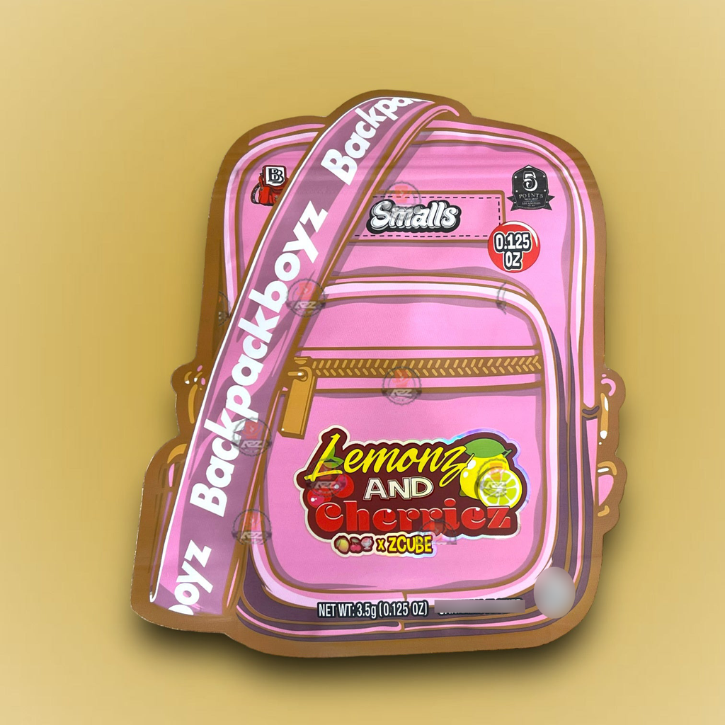 Backpack Boyz Lemon And Cherriez 3.5 G Myar Bag- X Zcube Die Cut- Backpack Shape