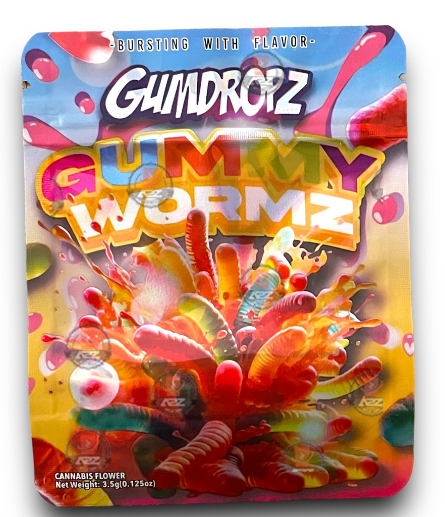 Gumdropz Gummy Wormz 3.5G Mylar Bags Holographic