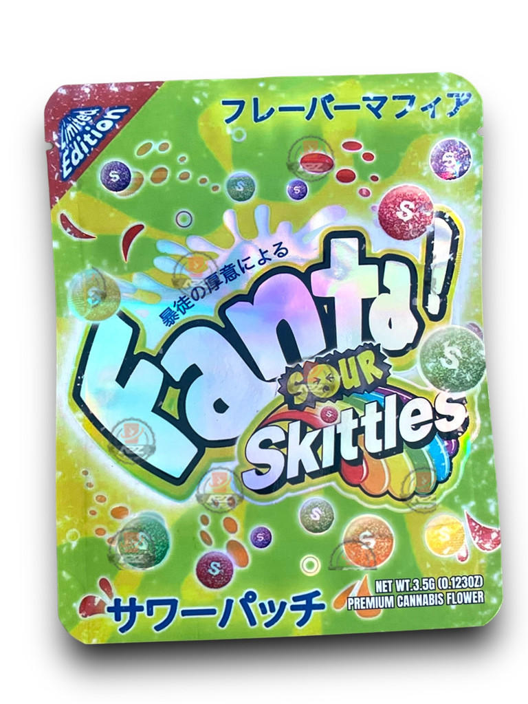 Fanta Sour Skittles 3.5G Mylar Bags Holographic Mylar Packaging