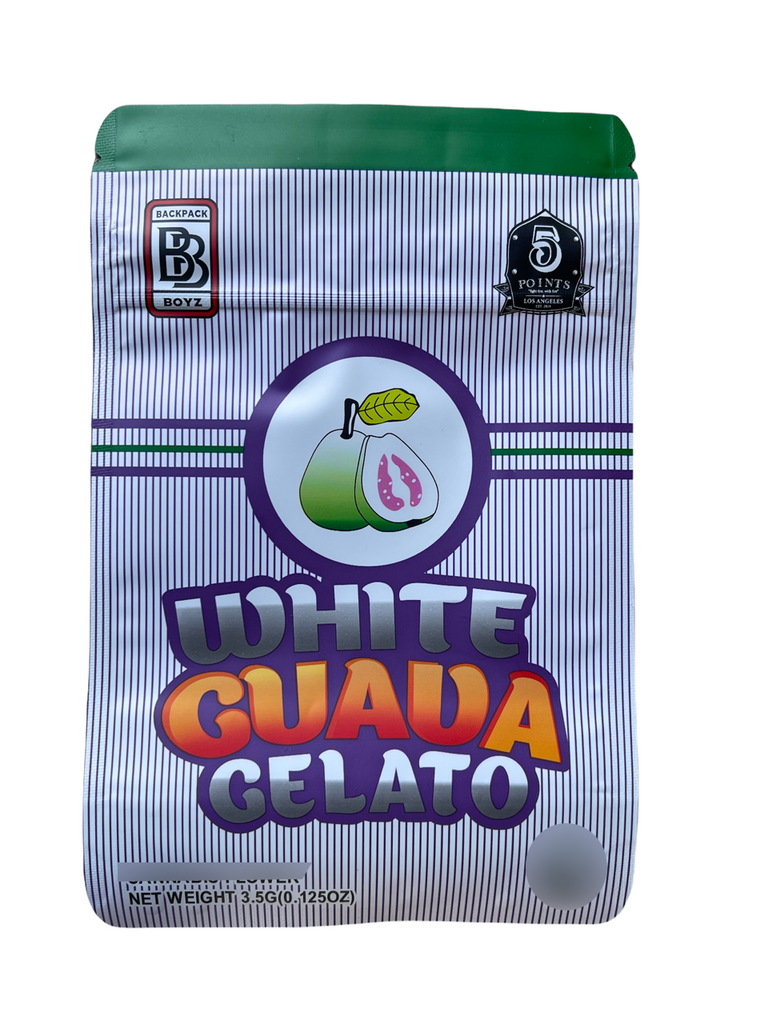 Backpack Boyz White Guava Gelato Mylar Bag- 3.5g TAMPER STICKER  Packaging Only