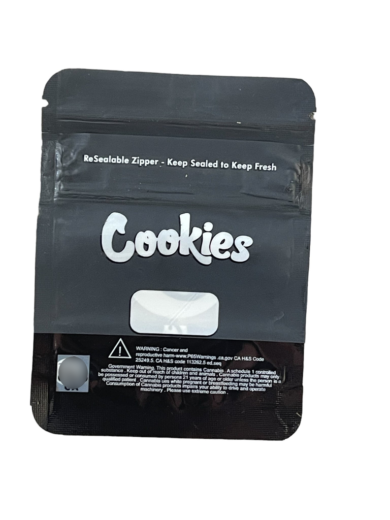 Cookies Black with Window Mylar Bags 3.5 Grams Smell Proof Resealable Bags