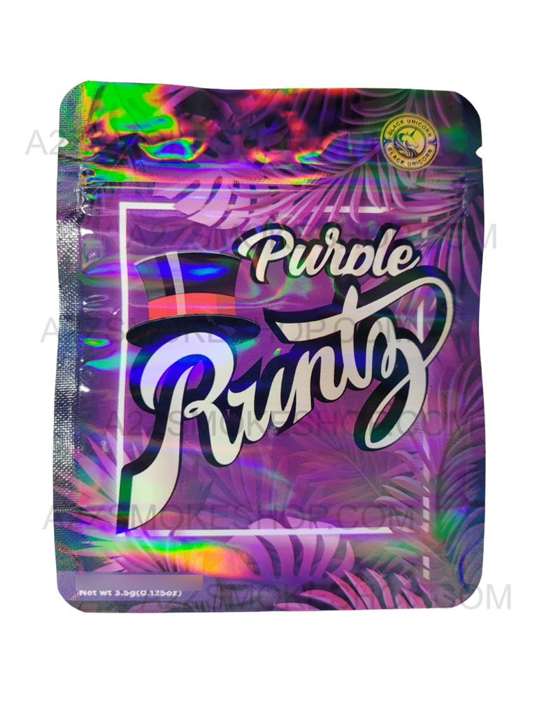 Black Unicorn Purple Runtz Holographic Mylar bag 3.5g