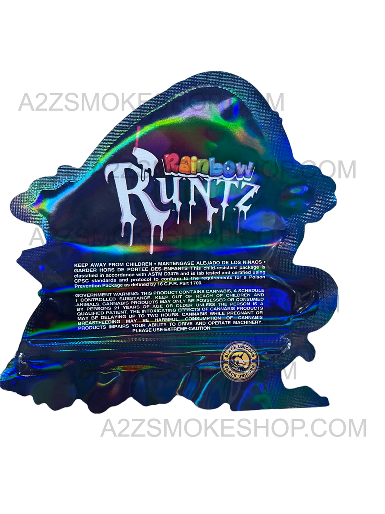 Black Unicorn Rainbow Runtz cut out Holographic Mylar bag 3.5g