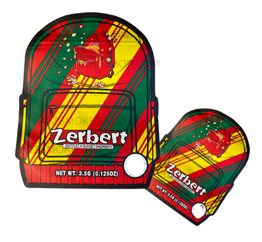 Backpack Boyz Zerbert cut out Mylar zip lock bag 3.5G