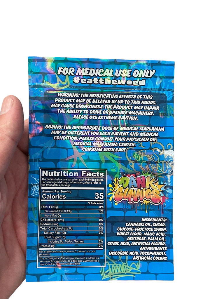 Dank Gummies 500mg  Mylar Bag  Blue - Packaging Only