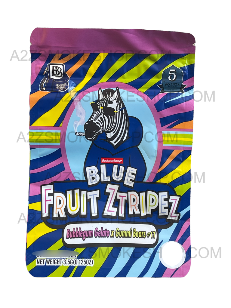 Backpack Boyz Blue Fruit Ztripez Bubble Gum Gelato x Gummi Bears #17 - Mylar Bag- 3.5g