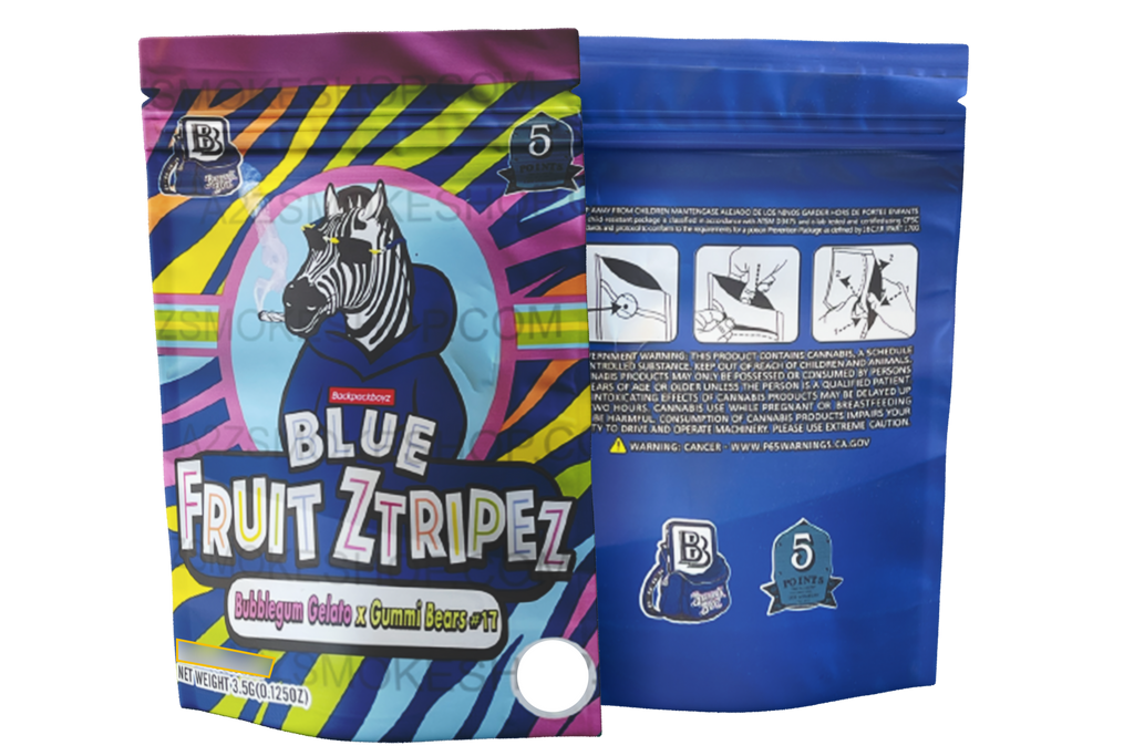 Backpack Boyz Blue Fruit Ztripez Bubble Gum Gelato x Gummi Bears #17 - Mylar Bag- 3.5g