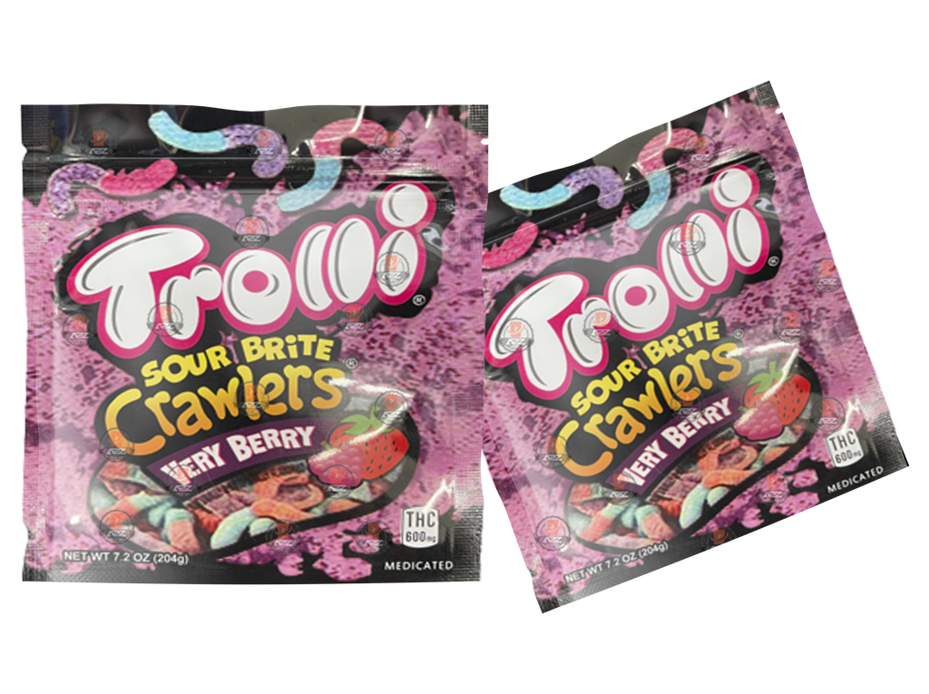Trolli Sour Brite Crawlers Very Berry 600mg Mylar bags packaging only