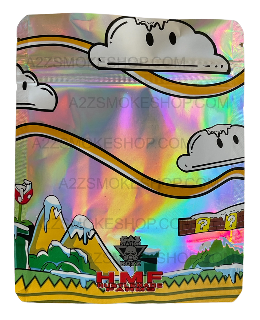 White Kirbyz Mylar Bags 3.5g Gas Station Boyz HMF Holographic Hustlemade Farms