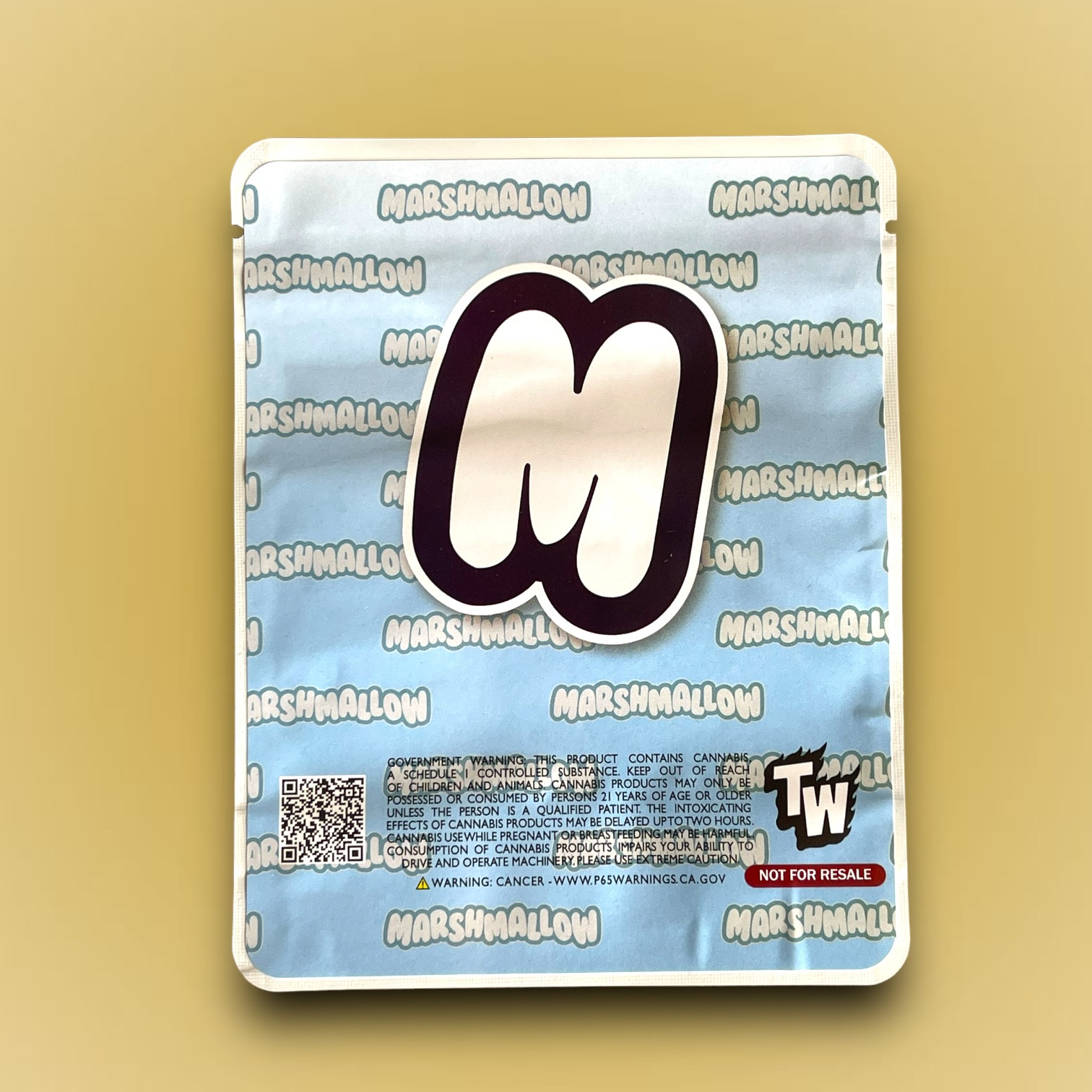 Twisted Marshmallow Mylar Bags 3.5g Sticker base Bag With stickers and