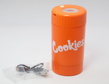 Cookies Mag Jar with Grinder -Airtight storage stash container led magnifying jar(Orange)