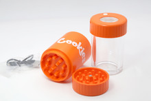 Cookies Mag Jar with Grinder -Airtight storage stash container led magnifying jar(Orange)