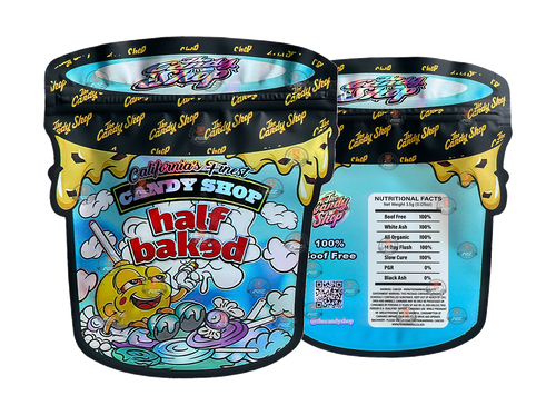 Candy Shop Half Baked Ice Cream Mylar bag 3.5g cut out Empty Packaging- Holographic