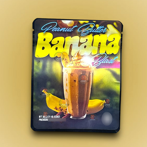 Sprinklez Peanut Butter Banana Blast Mylar Bags -With stickers and label