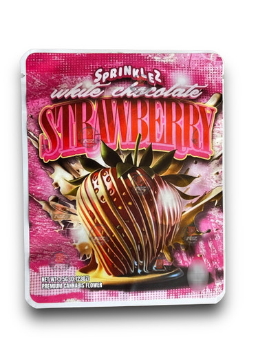 Sprinklez White Chocolate Strawberry 3.5G Mylar Bags -With stickers and label Money