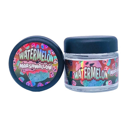 Watermelon Marshmallow Sprinklez 3.5g Glass Jars with Holographic Stickers Child Resistant jar