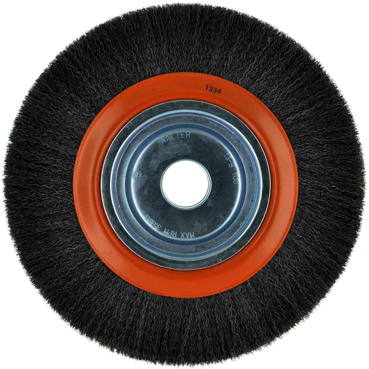 thumbnail image 2 of Walter 13B100 10" Crimped Wire Wheel Brush With Reducer Bushing Set – Steel, 1-1/4" Arbor 2 of 5