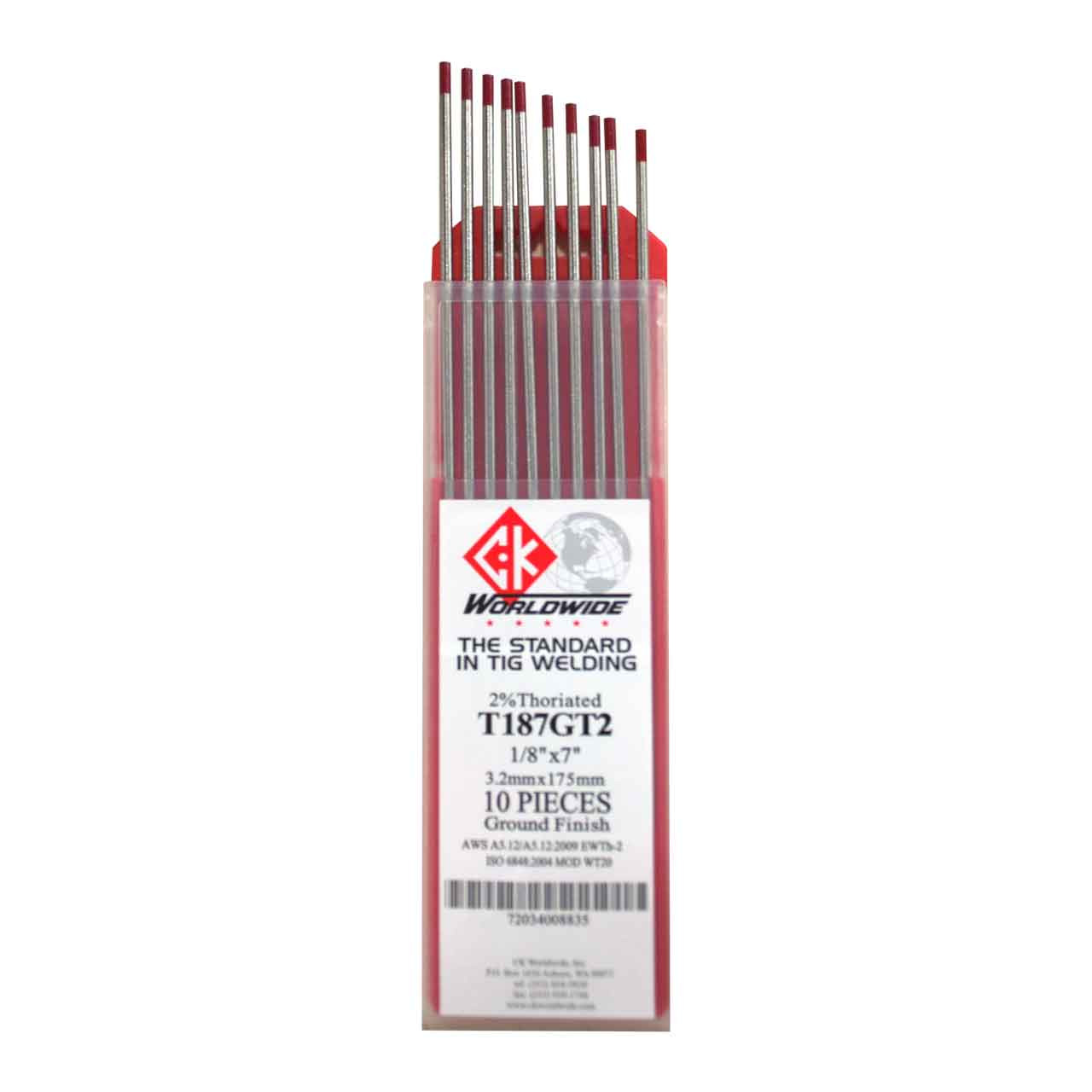 CK T187GT2 2% Thoriated Tungsten Electrode 1/8