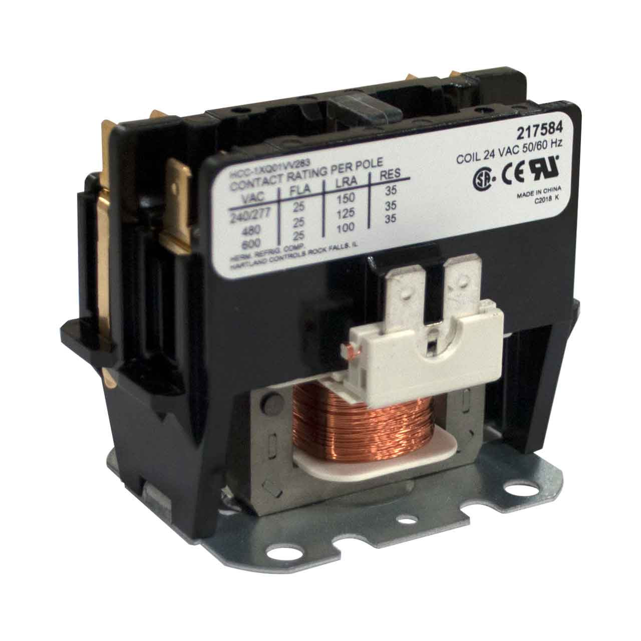 【CD】Pieces / Same Miller 217584 Contactor, Def Prp 25A 1P 24Vac Coil