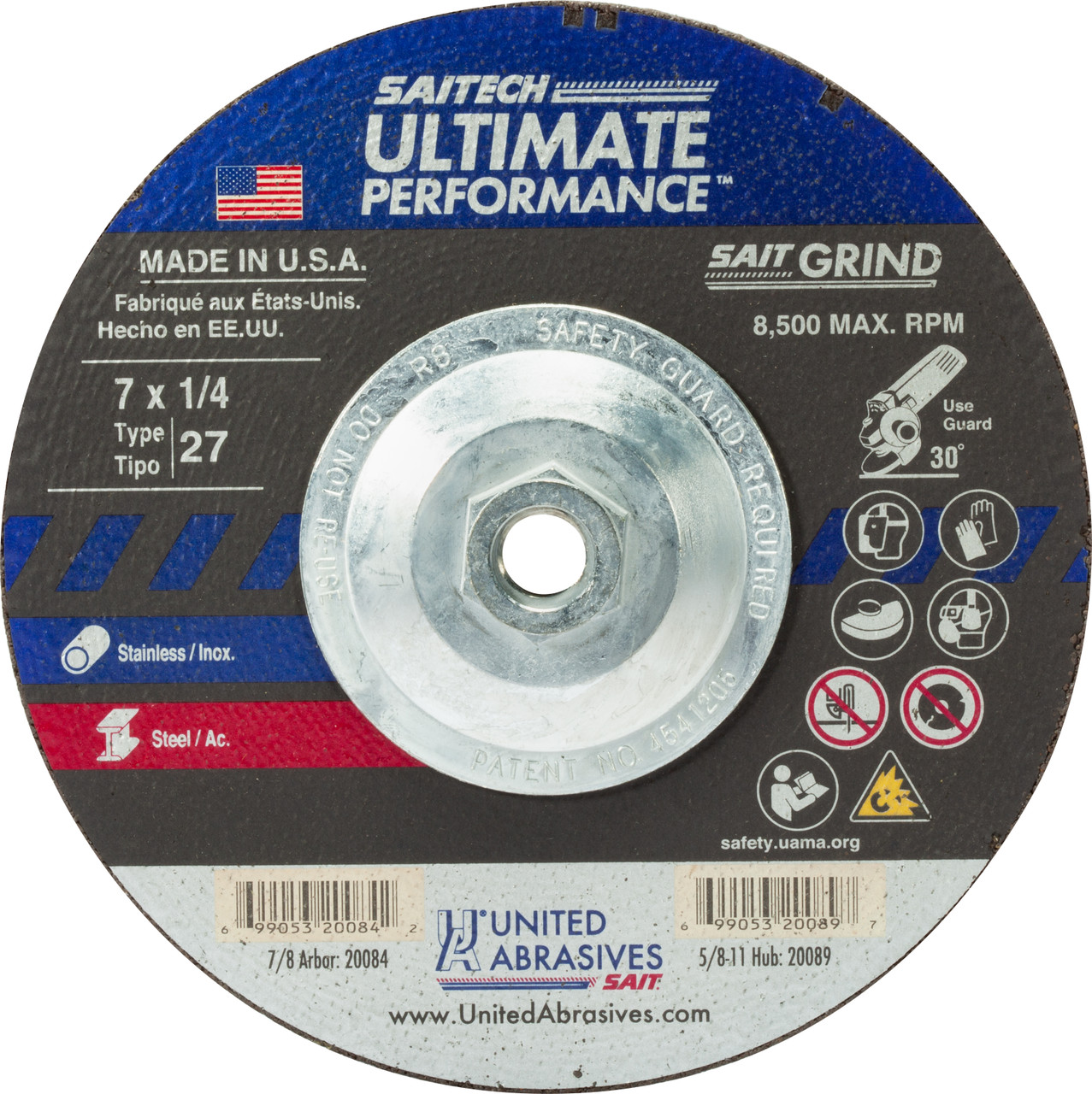 United Abrasives SAIT 20089 7x1/4x5/8-11 Saitech Ultimate