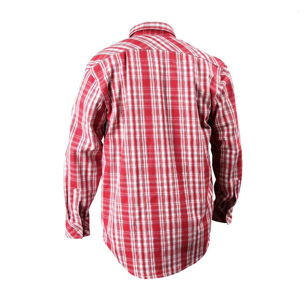 Men's FR Red, Black and White Plaid Button-Down Shirt