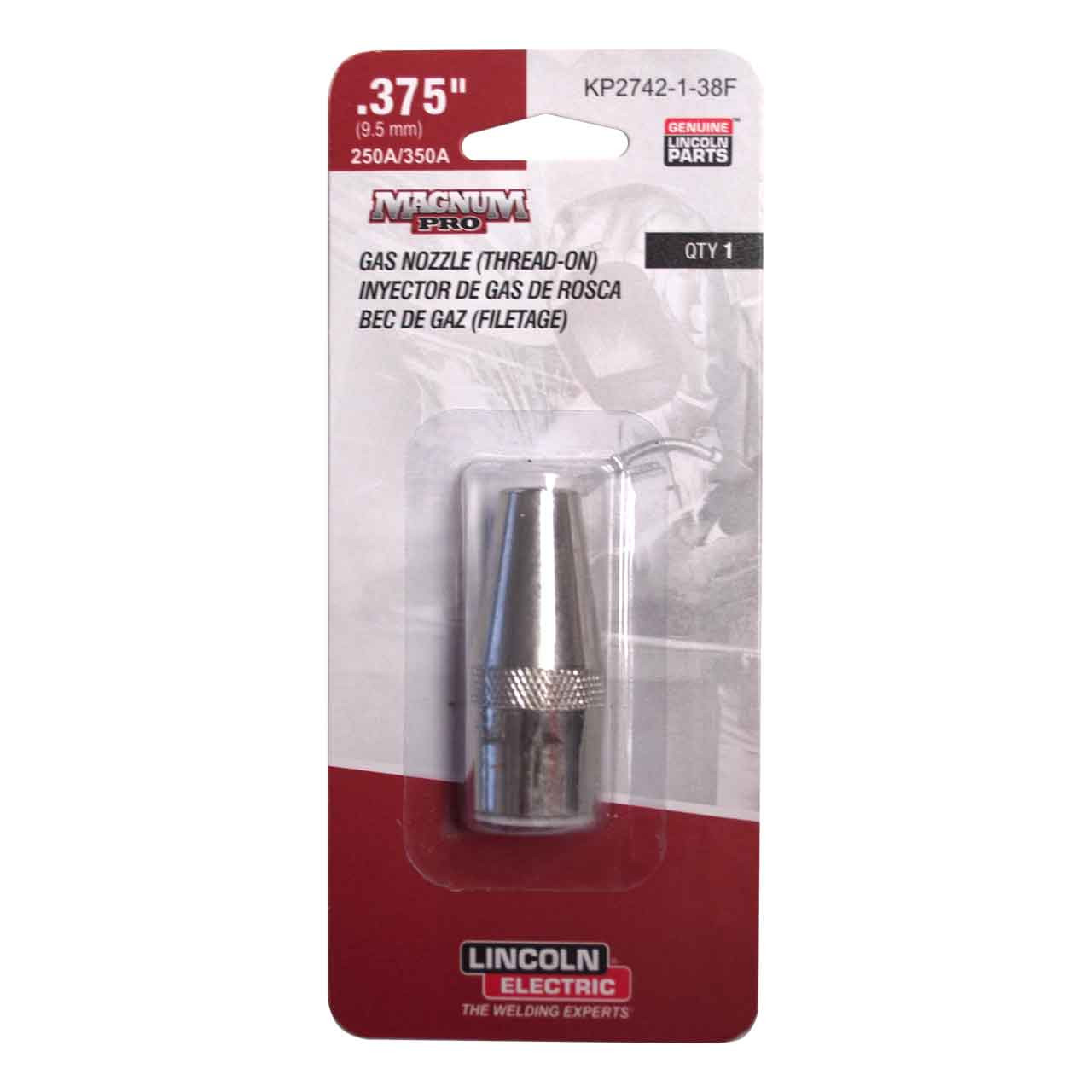 Lincoln Electric KP3075-1-38F Gas Nozzle for 100L Thread-on 3/8