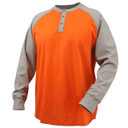 Black Stallion TF2520 Flame-Resistant Cotton Jersey Henley Long Sleeve T-Shirt, Gray/Orange, X-Large