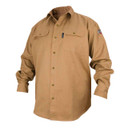 Black Stallion FS7-KHK Flame-Resistant Cotton Work Shirt, Khaki, Small