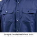 Black Stallion WF2110-NV FR Cotton Work Shirt, NFPA 2112 Arc Rated, Navy, Medium