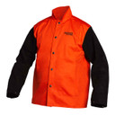 Lincoln K4690 Bright FR Orange Jacket with Leather Sleeves, X-Large