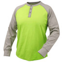 Black Stallion TF2520 Flame-Resistant Cotton Jersey Henley Long Sleeve T-Shirt, Gray/Lime, 4X-Large