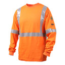 Black Stallion TF2511 NFPA 2112 & NFPA 70E FR Cotton Long Sleeve T-Shirt with Reflective Tape, Orange Medium