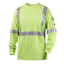 Black Stallion TF2511 NFPA 2112 & NFPA 70E FR Cotton Long Sleeve T-Shirt with Reflective Tape, Lime, Small