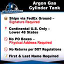 40 cu/ft 100% Argon Welding Gas Cylinder Tank CGA 580 - FULL