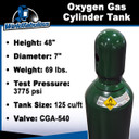 125 cu/ft Oxygen Welding Gas Cylinder Tank CGA 540 - FULL