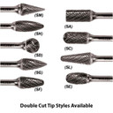 Walter 01W308 1/2x1 ALLSTEEL Carbide Burr for Non-Ferrous Type SC-5 Cylindrical Ball Nose