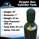 80 cu/ft Oxygen Welding Gas Cylinder Tank CGA 540 - FULL