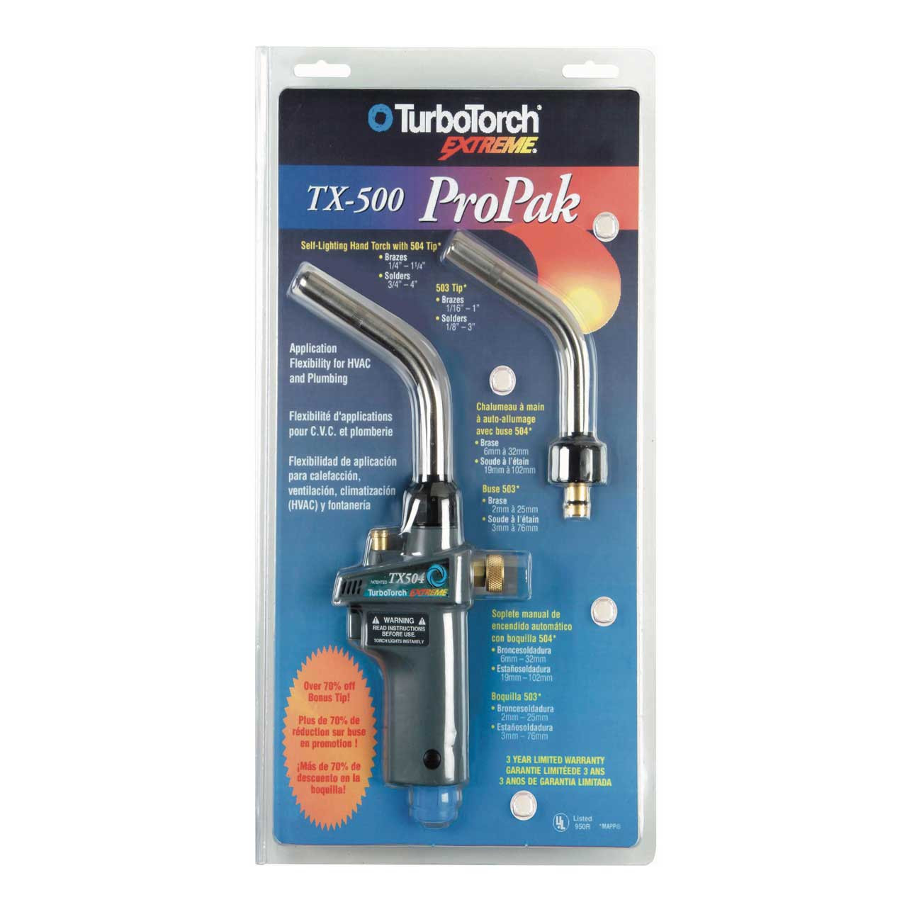 TurboTorch 03861299 TX500 Pro Pak Turbo Extreme Hand Torch with TX504